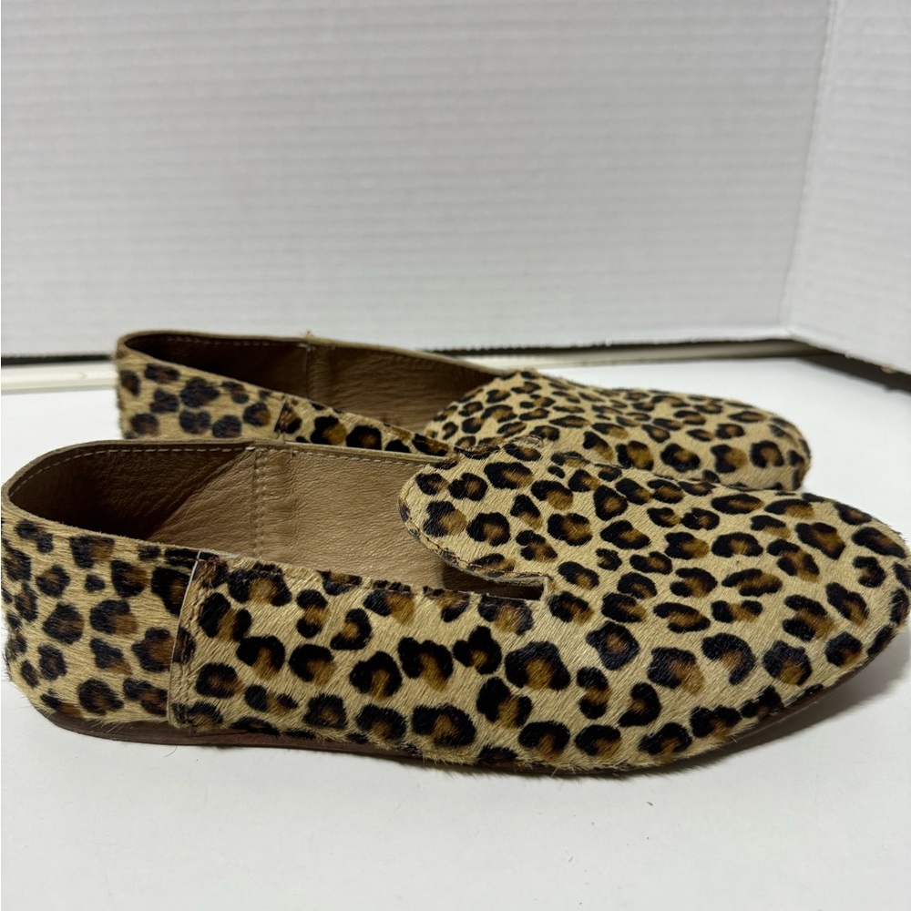OSAY La Babouche Leather Leopard Print Slip On Flats Loafers Size 37 US 6 1/2